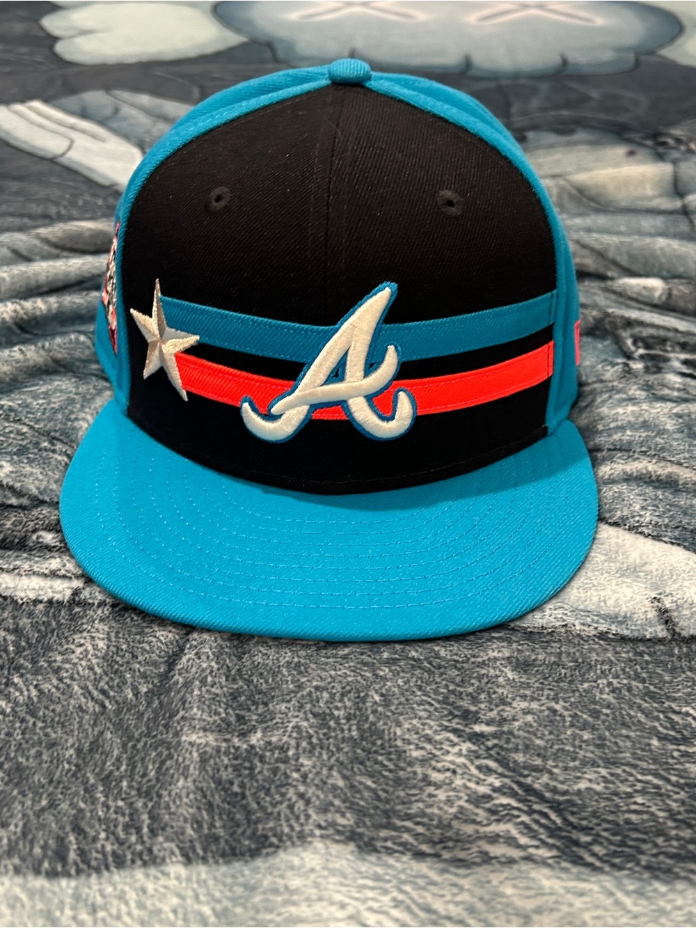Atlanta 'A' Baseball Cap in Black and Bright Blue